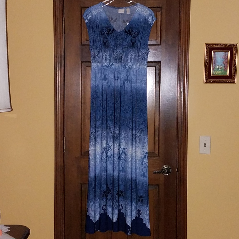 Maxi dress NWT - Blue print, cap sleeve, Chico's 2